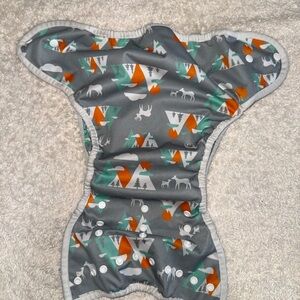 Thirsties Gray and Orange Patterned Kids Cloth Diaper, size two